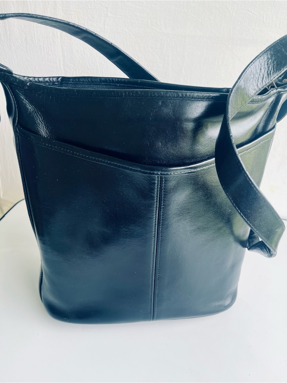 VINTAGE COACH 4115 WHITNEY BLACK LEATHER CROSSBODY DUFFLE  BAG - Picture 3 of 13